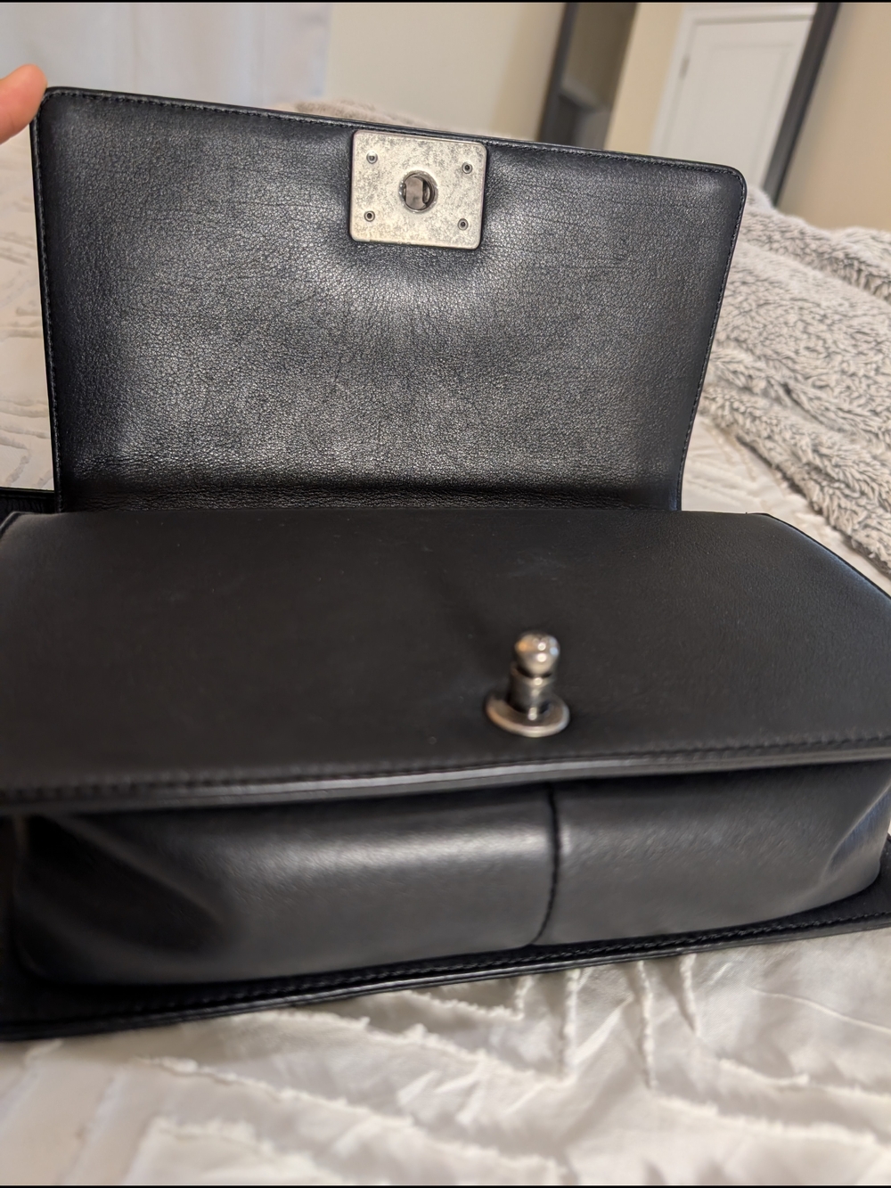Chanel Black Quilted Leather Boy Bag with Chain Strap - Picture 12 of 17